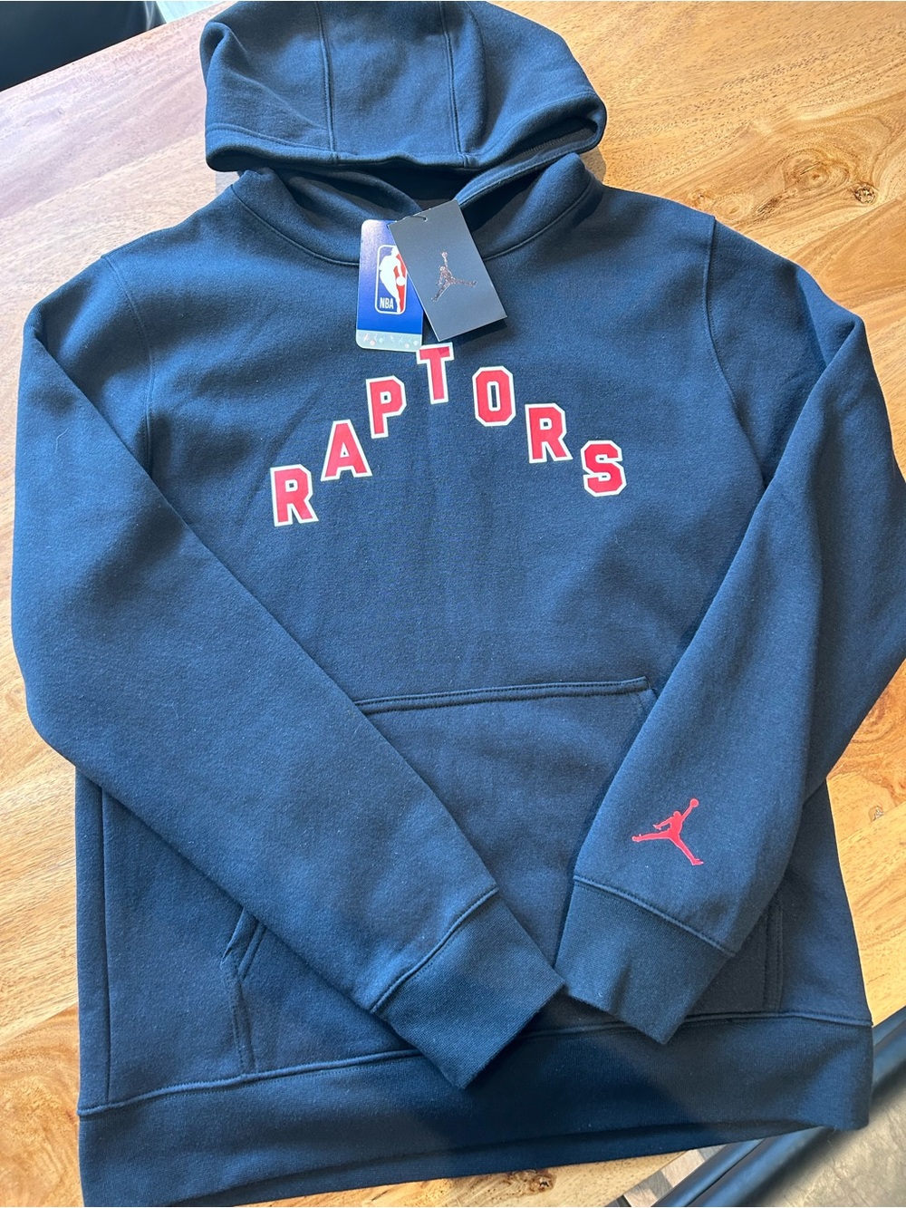 Jordan Raptors Navy Crewneck Hoodie with Red Accents